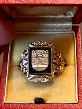 Ehrenring der Stadt Linz, 585 14kt Gelbgold Onyx mit altem Linzer Wappen Siegel