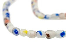 Rainbow Speckled Recycled Glass Beads 7mm Ghana African Sea Glass Multicolor