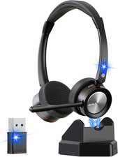 Wireless Bluetooth Headset with Microphone AI Noise Cancelling for Computer/P...