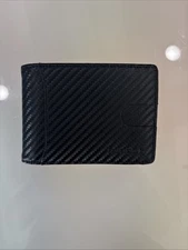 Runbox Bifold Wallet w/ 2 Clear ID Windows, Black, Has Wear/Damage
