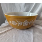 PYREX 403 Butterfly Gold Milk Glass Mixing Bowl Gold/White Floral USA