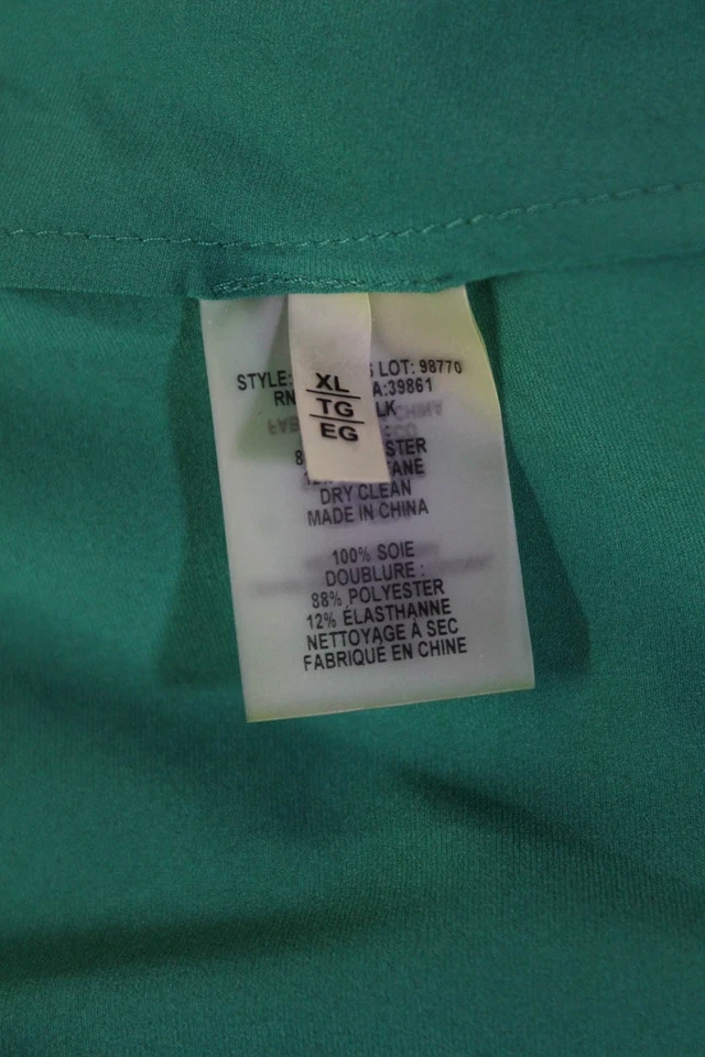 Top de gasa verde con hombros descubiertos manga 3/4 de Elie Tahari para mujer talla XL Foto 4 de 4