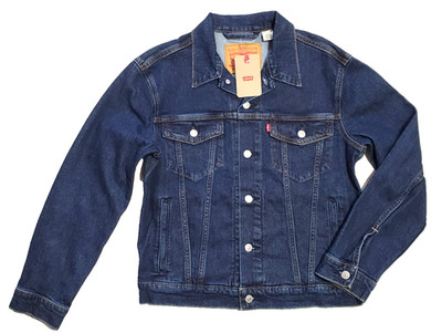 NWT $89.50 Levi's Men's Size Small Trucker  Denim Dark Blue Wash Jacket