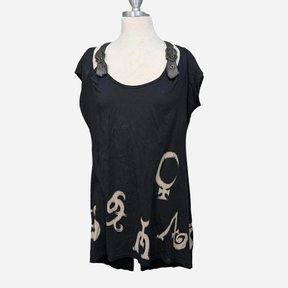 💀Lip Service Y2K Vintage Black Steampunk Top Loose Fit Size  Medium - Image 2 of 4