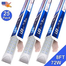 25 Pack 8Ft 72W 6500K Led Shop Lights 9000Lm Bright White T8 Warehouse Lights