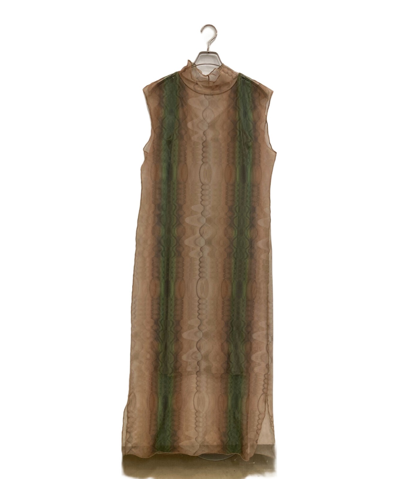 Ameri MEDI WAVE PATTERN SHEER DRESS Brown Size: M - image 1