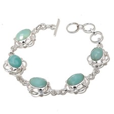Green Amazonite Gemstone Handmade 925 Sterling Silver Jewelry Bracelet Size 7-8"