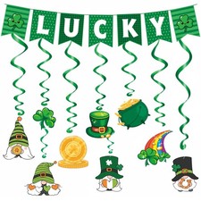OHOME St Patricks Day Decorations - Hanging Swirls, Shamrock Banner - Shamroc...