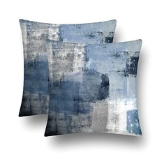 Blue Velvet Abstract Pillow Covers Set of 2 18" x 18" Pack of 2 Black blue