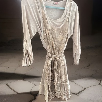 Scandal Italy Babydoll Swing Dress  Crochet Beach Dress & Tunic M
