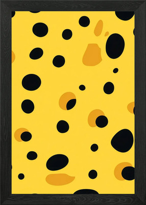Gelb und Schwarz Tupfenmuster Gerahmtes Wandbild Poster Leinwanddruck Bild