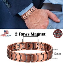 Men's Bracelet Magnetic Therapy Arthritis Pain Relief Pure Solid Copper Bangle