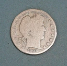 U.S.A (1 ) COIN BARBER  HALF DOLLAR 1908 D ALMOST VERY GOOD  0.9000 SILVER