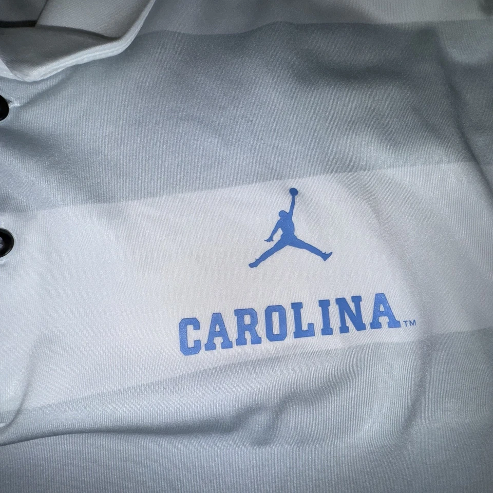 Nike Air Jordan UNC Tacones Alquitranados Polo Para Hombres 2XL Carolina Rayas Golf Dri Fit Foto 3 de 4