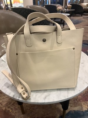 Portland Leather Mini Crossbody Tote Leather Almost Perfect White / Bone NEW 