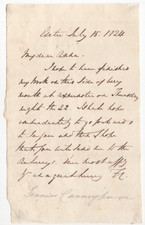 Reverend Francis Cunningham Signed Letter 1824 / Autographed + CDV