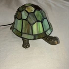 Vintage Tiffany Style Stained Glass Turtle Night Light Lamp