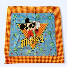 Vintage The Walt Disney Co. Mickey Mouse Handkerchief Bandana Palm Trees