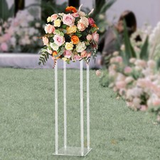 Acrylic Column Flower Stand Crystal Chains Geometric Wedding Centerpieces 10x10"