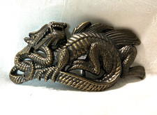 Vintage Brass Chinese Dragon Belt Buckle - 4.75" x 2.25"