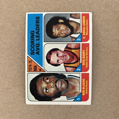 1975-76 Topps Scoring Avg Leaders Bob McAdoo Barry Kareem Abdul Jabbar Card #1