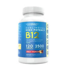 Sublingual B12 Energy Boosting Vegan B-12, 120 Fast Dissolve Fruit Punch Tablets