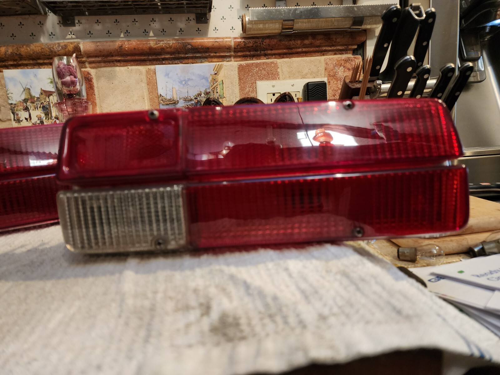Tail lights assembly and lens,pair, Lamborghini Espada, De Tomaso, Fiat 124, etc