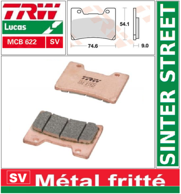Plaquettes Frein Avant TRW MCB622 Organique Yamaha VMX 1200 V-Max