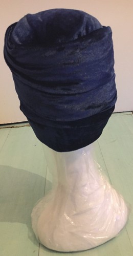Navy Blue Head Wrap In Finishing Turban - Picture 3 of 3