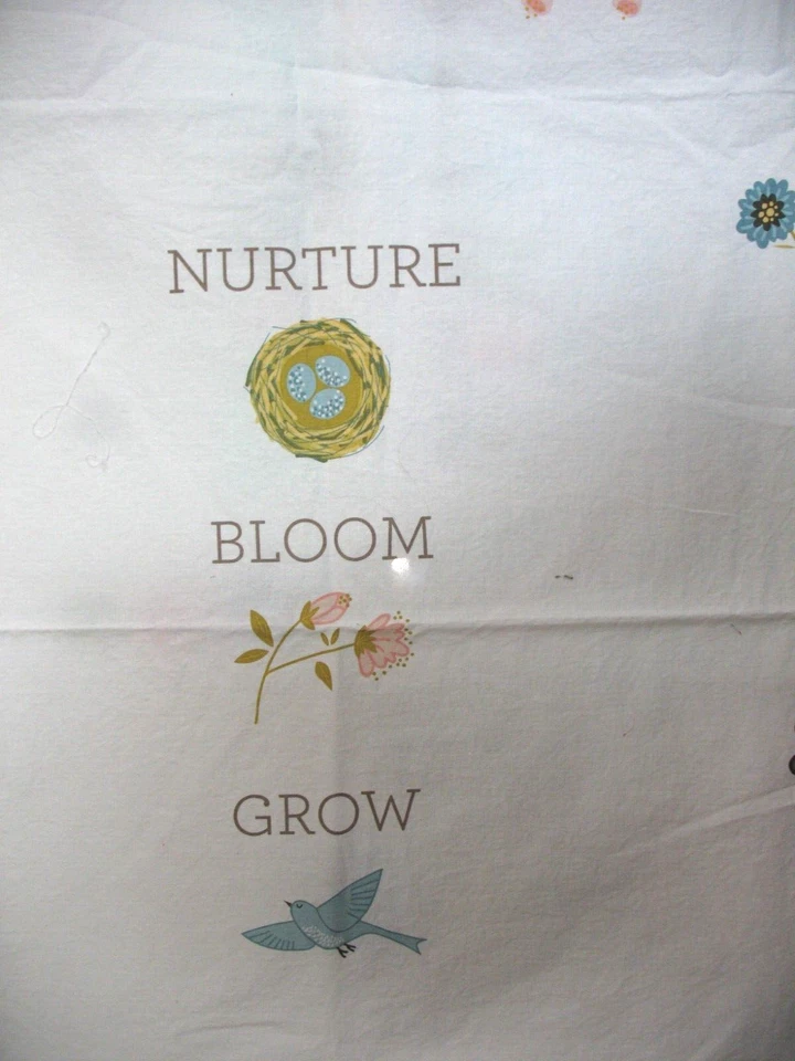 Poppie Cotton WANDERINGS FABRIC PANEL Baby Quilt top 36x45" Nurture bloom grow - Image 3 of 4