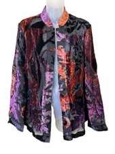 CHICO'S Collection Blythe Velvet Burnout Jacket NWT SZ 2 Sultry Red