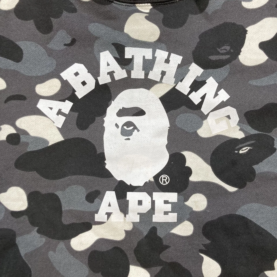 Bape Sweater Medium A Bathing Camo Glow Ape College Logo Nigo Pullover Crewneck - Image 3 of 4