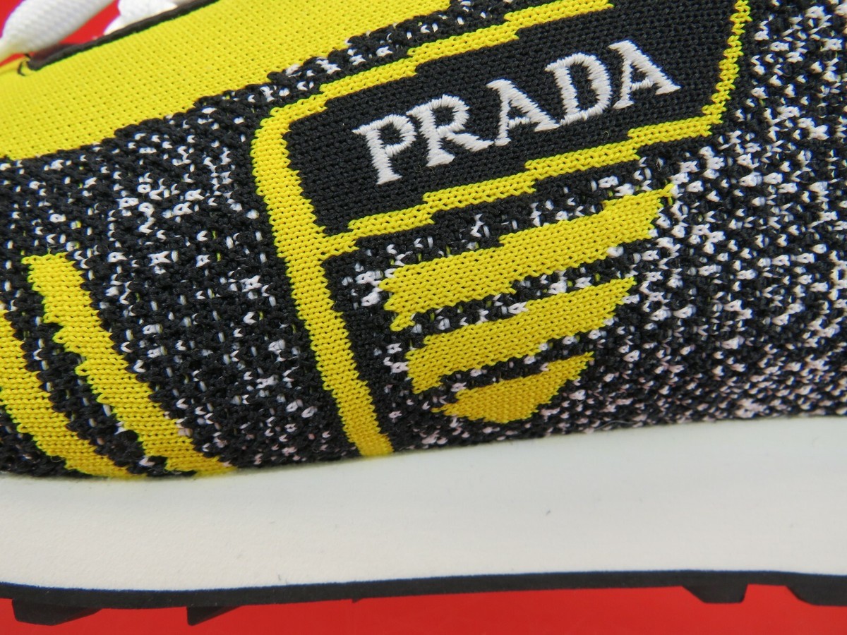 NIB PRADA 2EG272 BLUE FABRIC TRAINERS KNIT LOGO LACE UP SNEAKERS 10.5 US 11.5 NIB PRADA 2EG272 BLUE FABRIC KNIT LOGO LACE UP SNEAKERS 10  main image 2