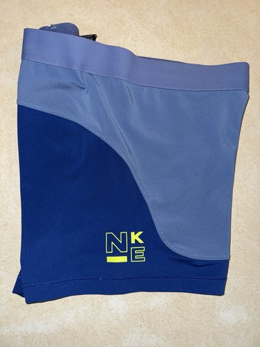 ¡¡REBAJADO!! Pantalones Cortos Para Mujer XL Azul Claro/Oscuro Amarillo Emblemas Nike Pro Gimnasio Deportes - Imagen 3 de 8