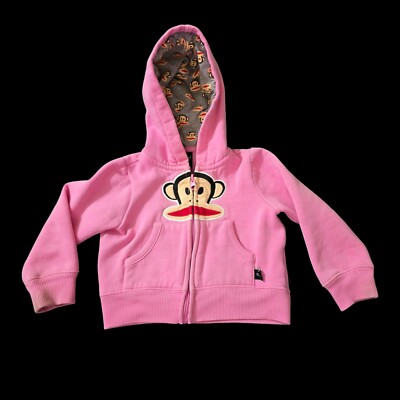 Paul Frank Julius Monkey Pink Toddler Kids Zip Hoodie Size 2T