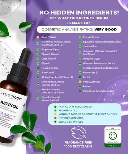 Pure Retinol Serum 0.25% with Hyaluronic Acid, Vitamin E & Natural Ingredients - Picture 6 of 9