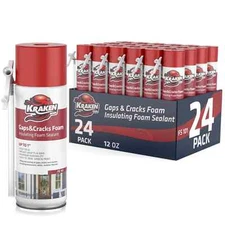 Kraken Bond Gaps & Cracks Filler Foam,Insulating Sealant 12oz 24 Pack -Straw Use