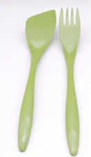 2 Vintage Rosti-Hutzler Mepal Utensil Green Serving Fork Spatula Denmark Melamin