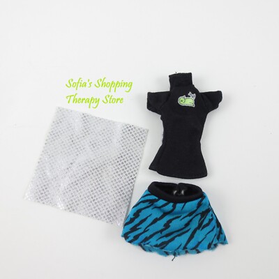 Monster High CAM Create A Monster Cat Girl Black Dead Bird Top  Blue Skirt  Lot