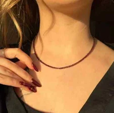 Red Garnet Crystal Choker Healing Reiki Dainty Necklace Gift for Women Jewelry