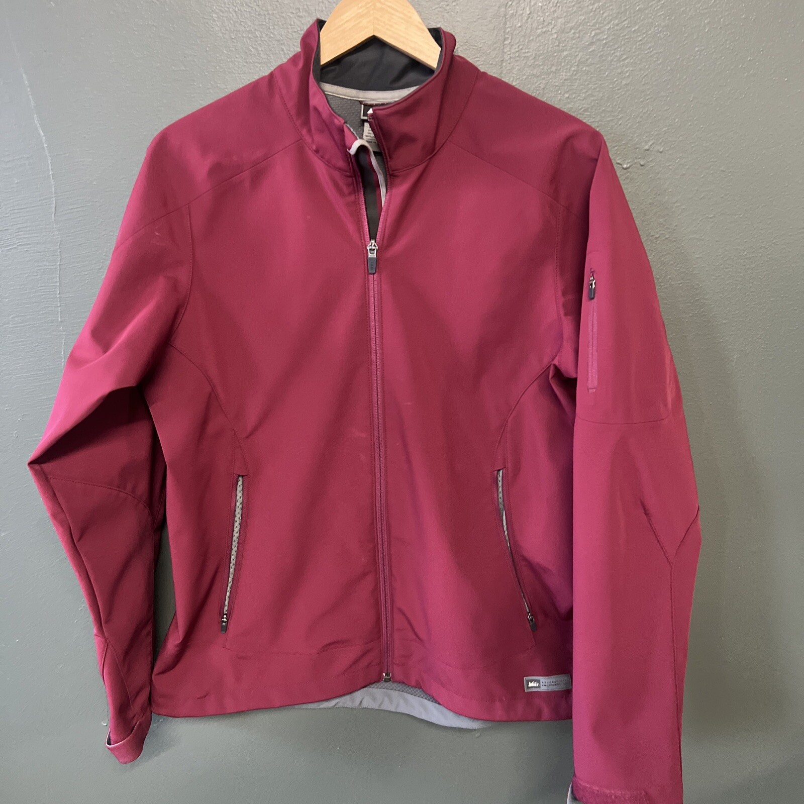 REI Womens Jacket Large Soft Shell Windproof Red … - image 1