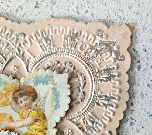 Estate Find Antique Victorian Valentine's Day Greeting Card Die Cut, embossed. - Picture 4 of 5