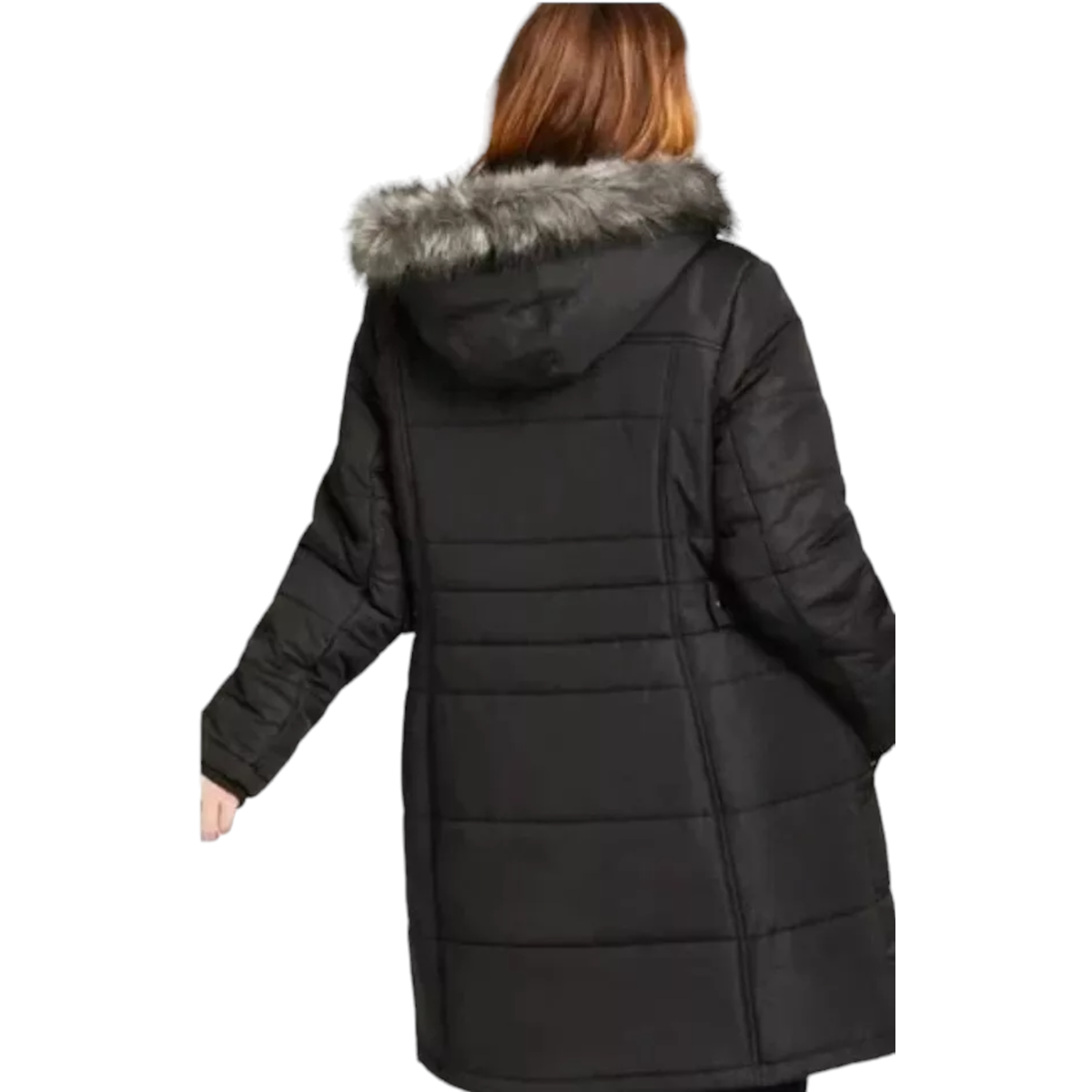 Avenue Puffer Coat Womens Plus Size 14 Black Faux Fur Hoodie