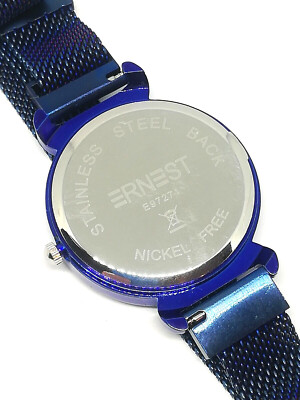 Montre Femme Ernest Strass Diamant Bleu Foncé - Quartz Analogique - Neuf Avec étiquettes