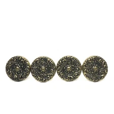 Vintage Brass Round Ornate Medallion Curtain Drapery Hold Backs Tiebacks (4) 4”