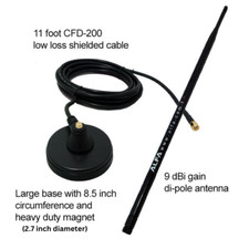 Alfa ARS-N19 9 dBi omni antenna Heavy Duty Magnet Dock Base 11 ft CFD200 cable