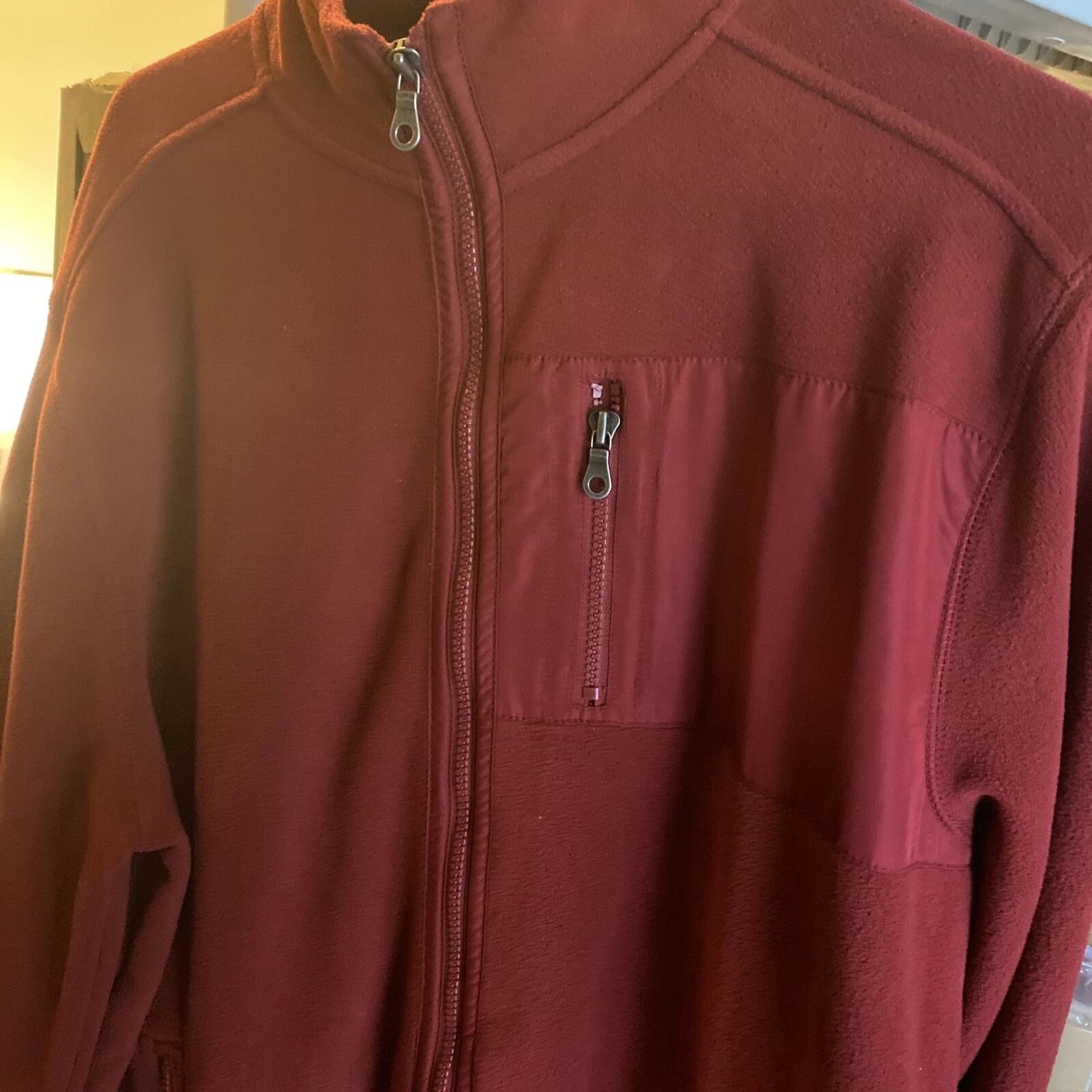 Croft & Barrow Maroon Full Zip Fleece Jacket Mens Large