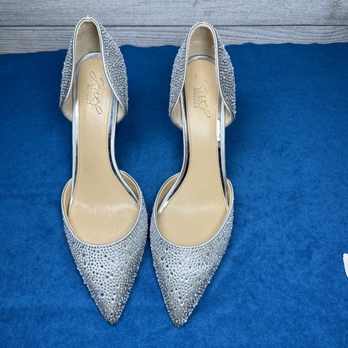 Bomba de aguja Badgley Mischka Jewel para mujer talla 11 Silver Grace 2 piezas satinada - Imagen 12 de 12