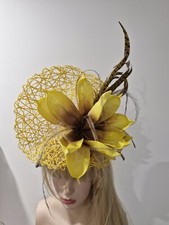 Fascinator millinery hat races wedding costume Yellow SALE SALE SALE