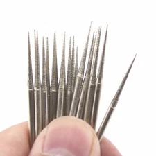 30Pcs 2.35mm Diamond Grinding Head Tapered Point Needle Bit Burrs Coated Jewelry